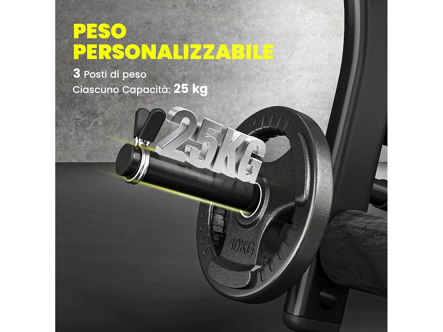 HOMCOM Panca Multifunzione Schienale 3 Livelli Supporto Gambe e Barra
