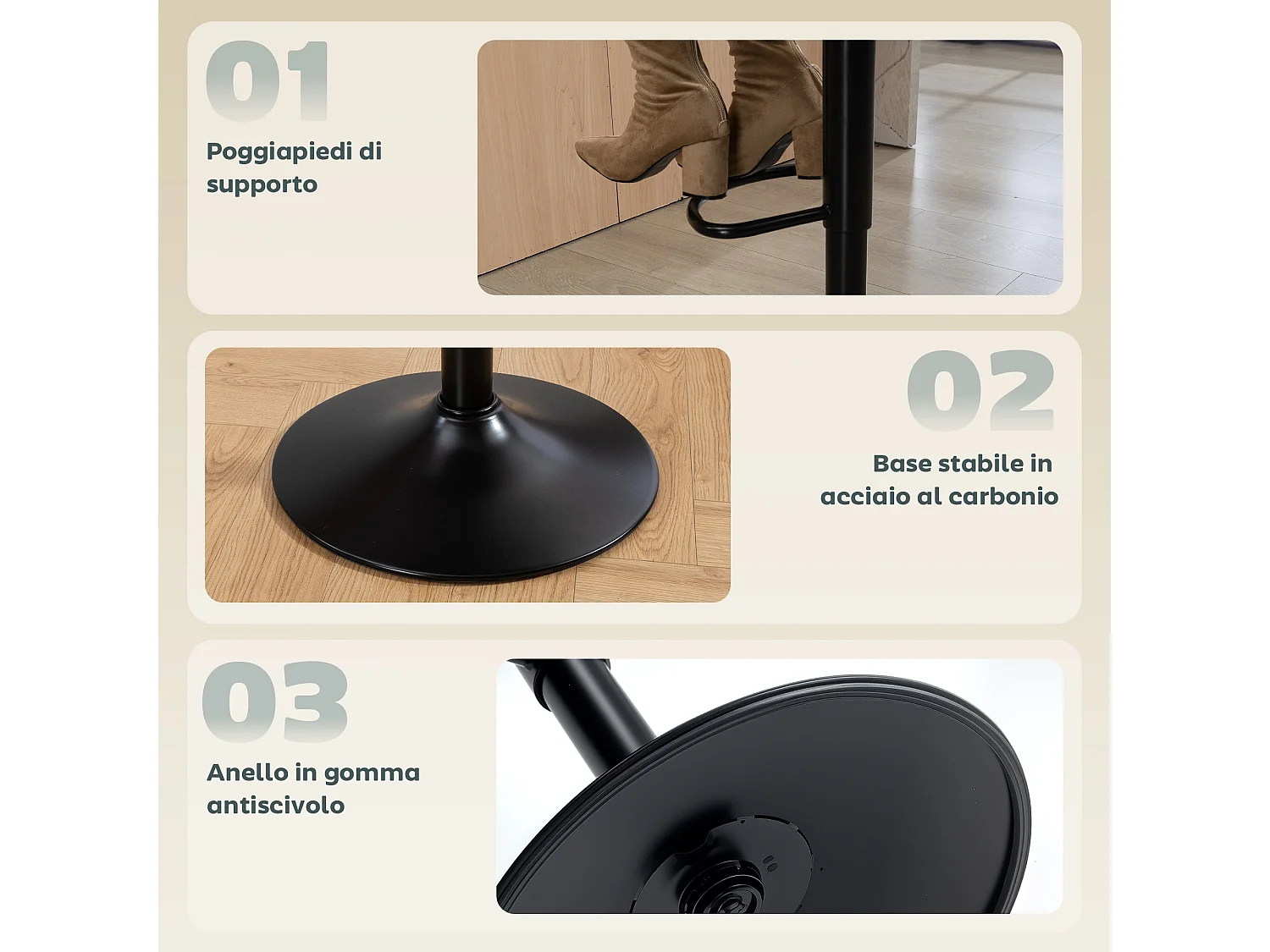 Set di 2 sgabelli bar girevoli velluto blu