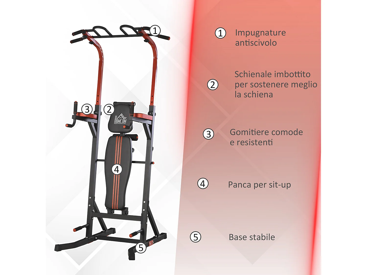 Stazione da Fitness Pieghevole Barra per Trazioni Power Tower Multiuso