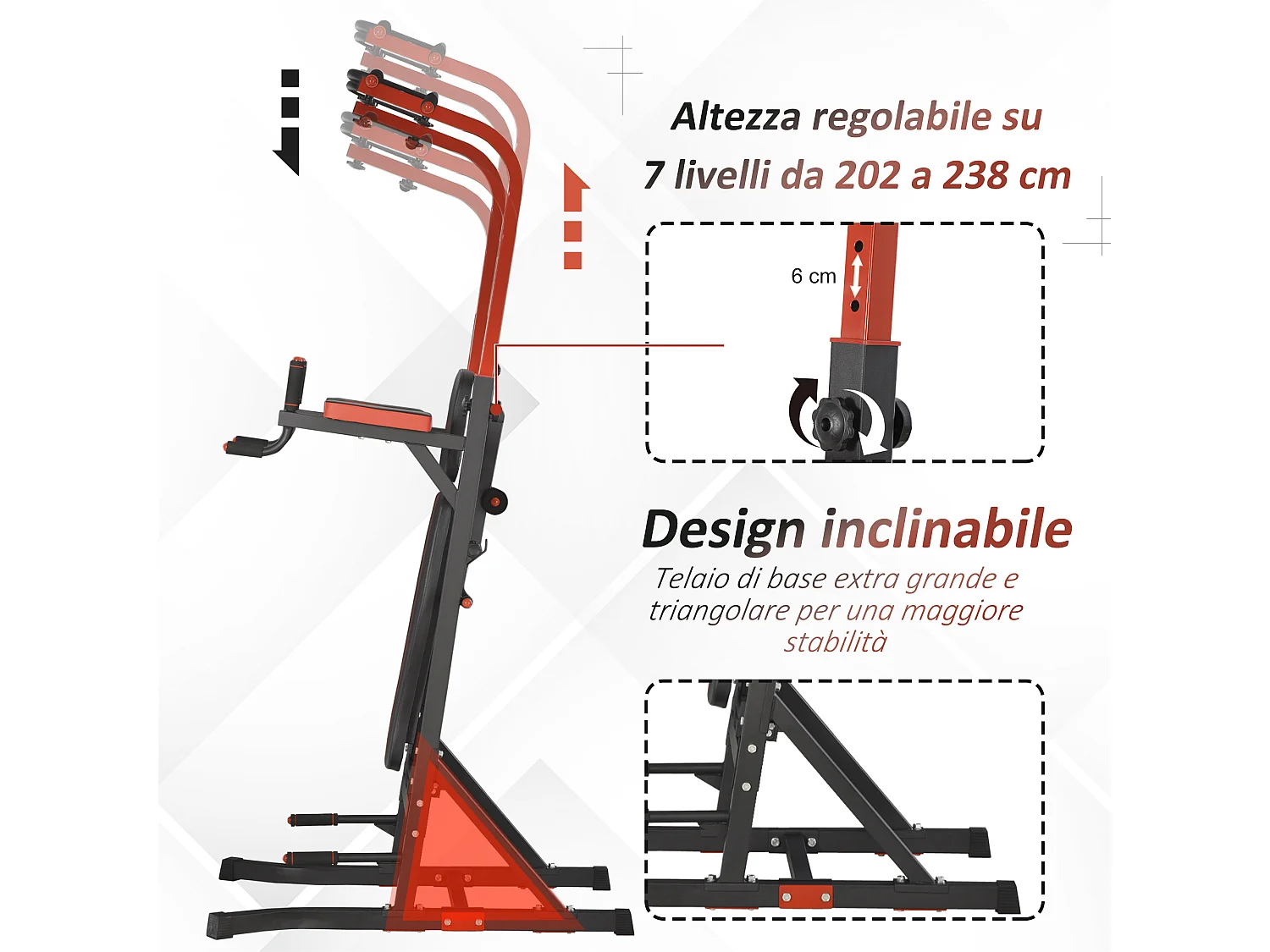 Stazione da Fitness Pieghevole Barra per Trazioni Power Tower Multiuso