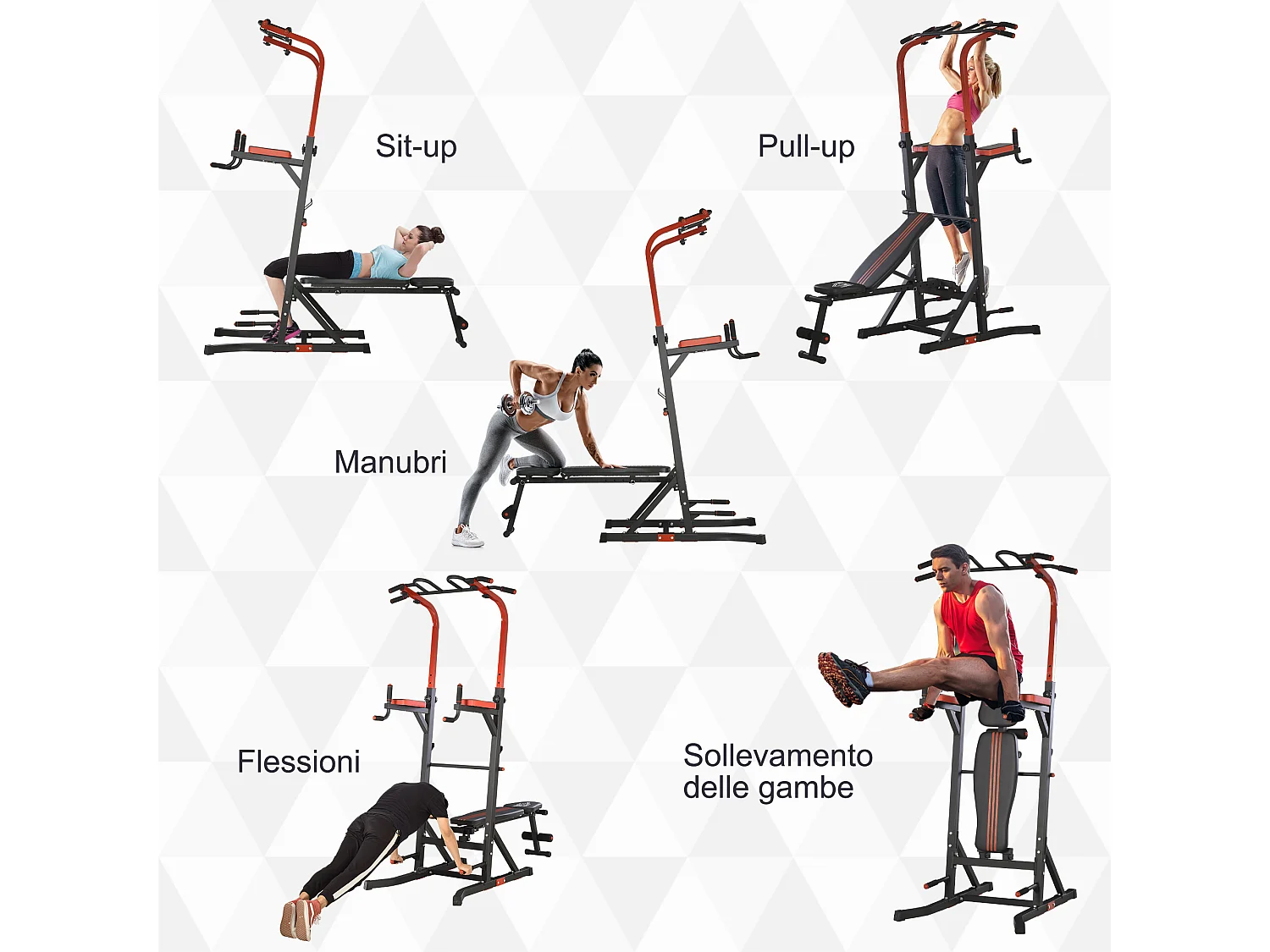 Stazione da Fitness Pieghevole Barra per Trazioni Power Tower Multiuso