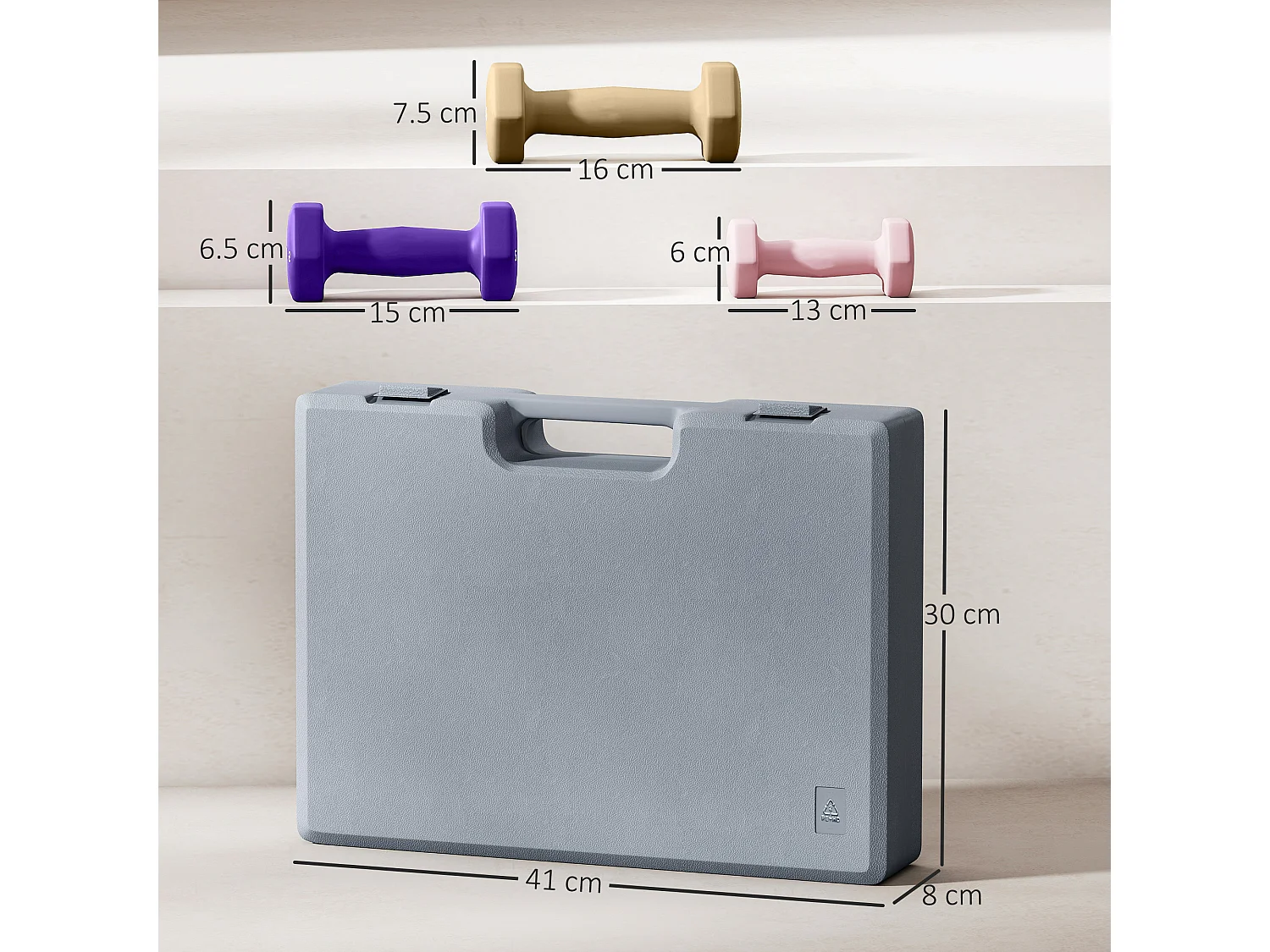 Set di manubri con impugnatura antiscivolo in metallo multicolore