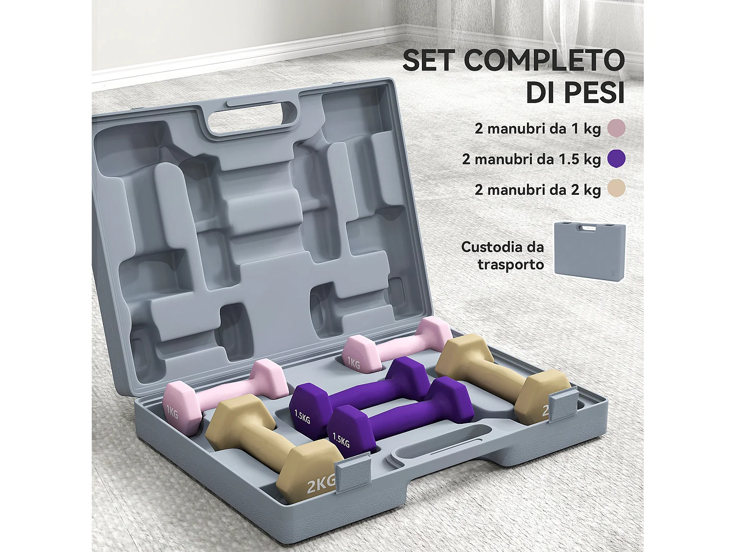 Set di manubri con impugnatura antiscivolo in metallo multicolore