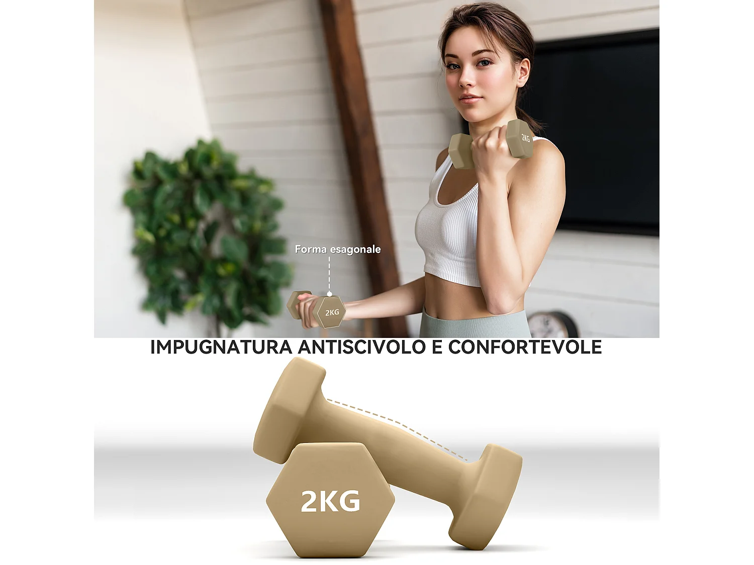 Set di manubri con impugnatura antiscivolo in metallo multicolore
