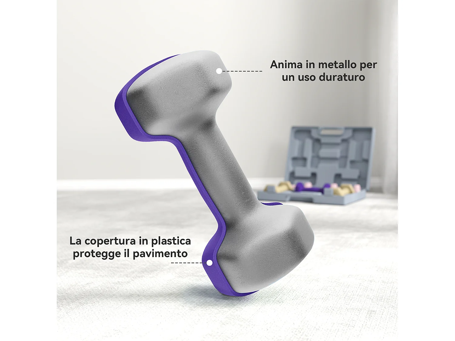 Set di manubri con impugnatura antiscivolo in metallo multicolore