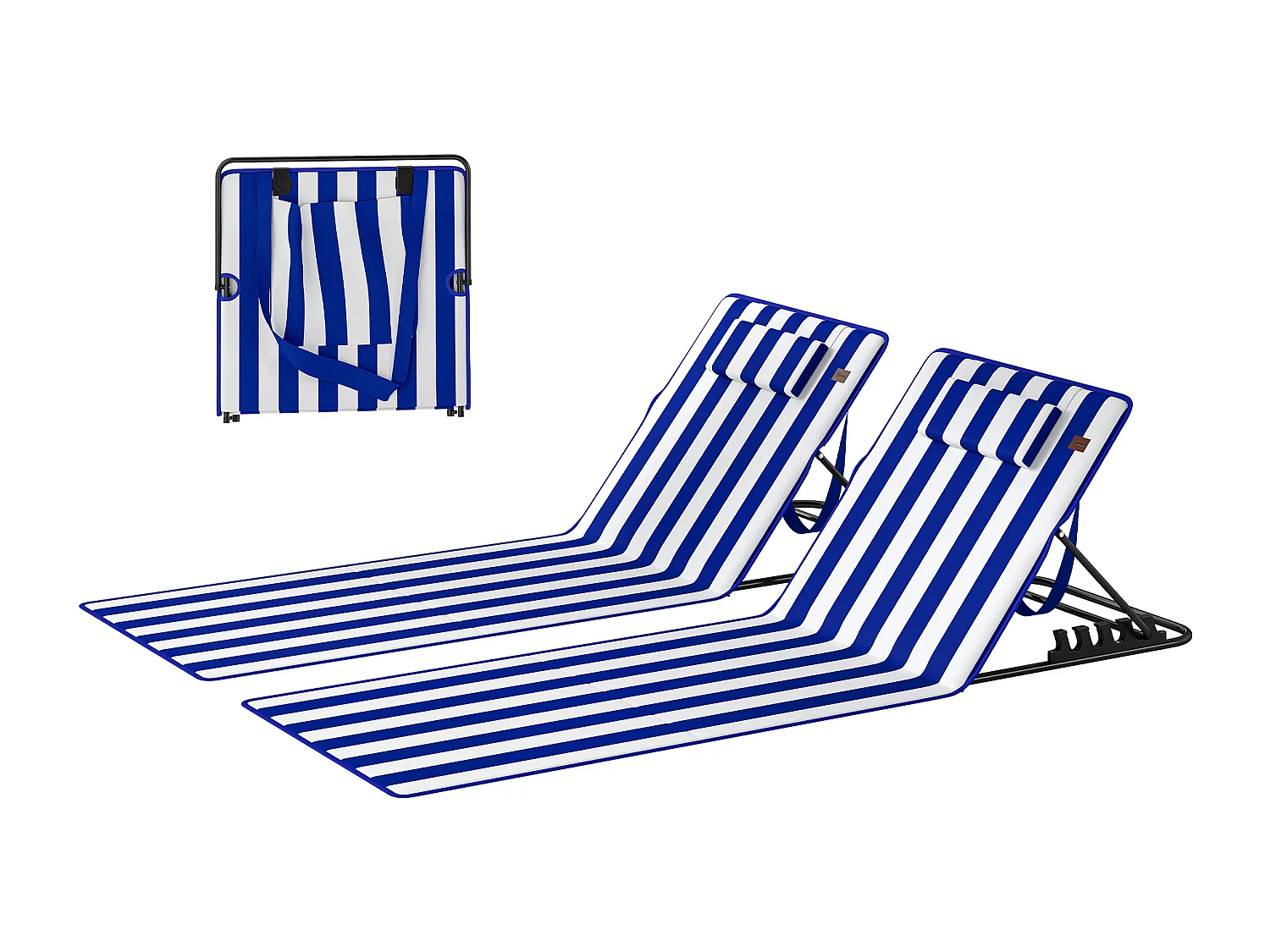 Set 2 materassini mare regolabili 4 livelli blu e bianco