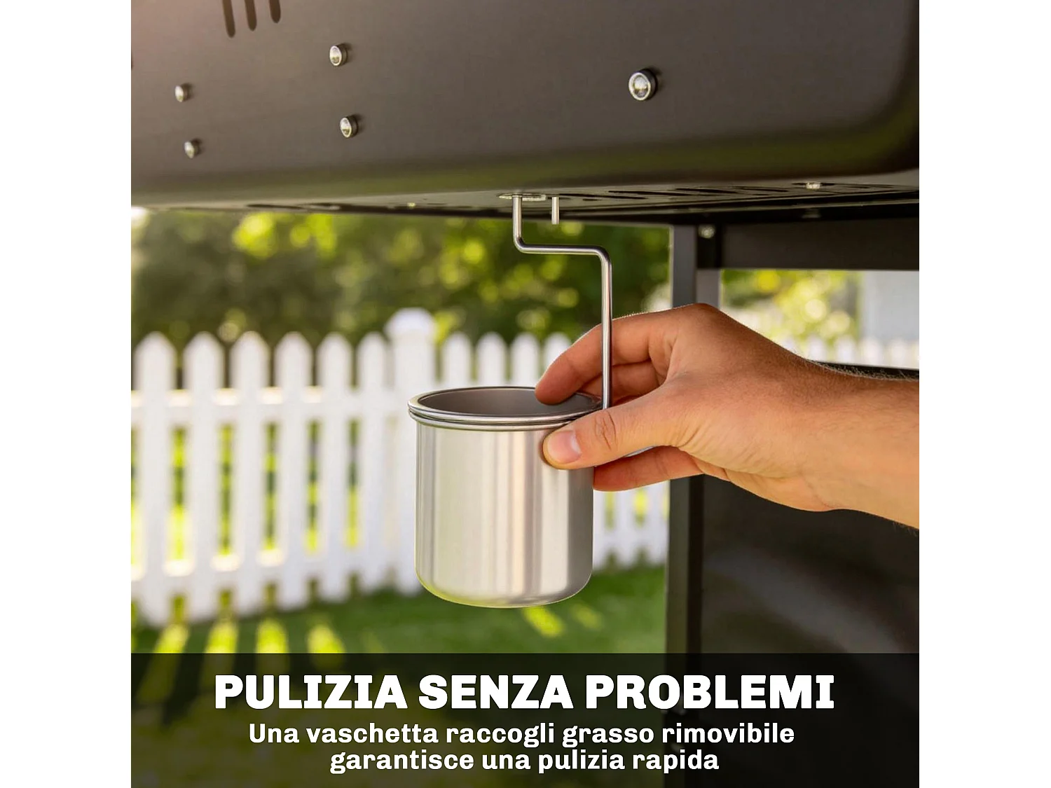 Barbecue a gas con 2 bruciatori e tavolini laterali nero
