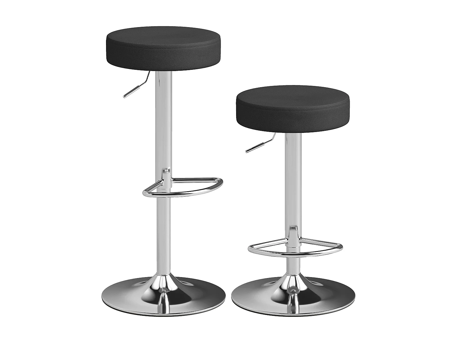 Set 2 sgabelli da bar moderni e regolabili in pelle nera