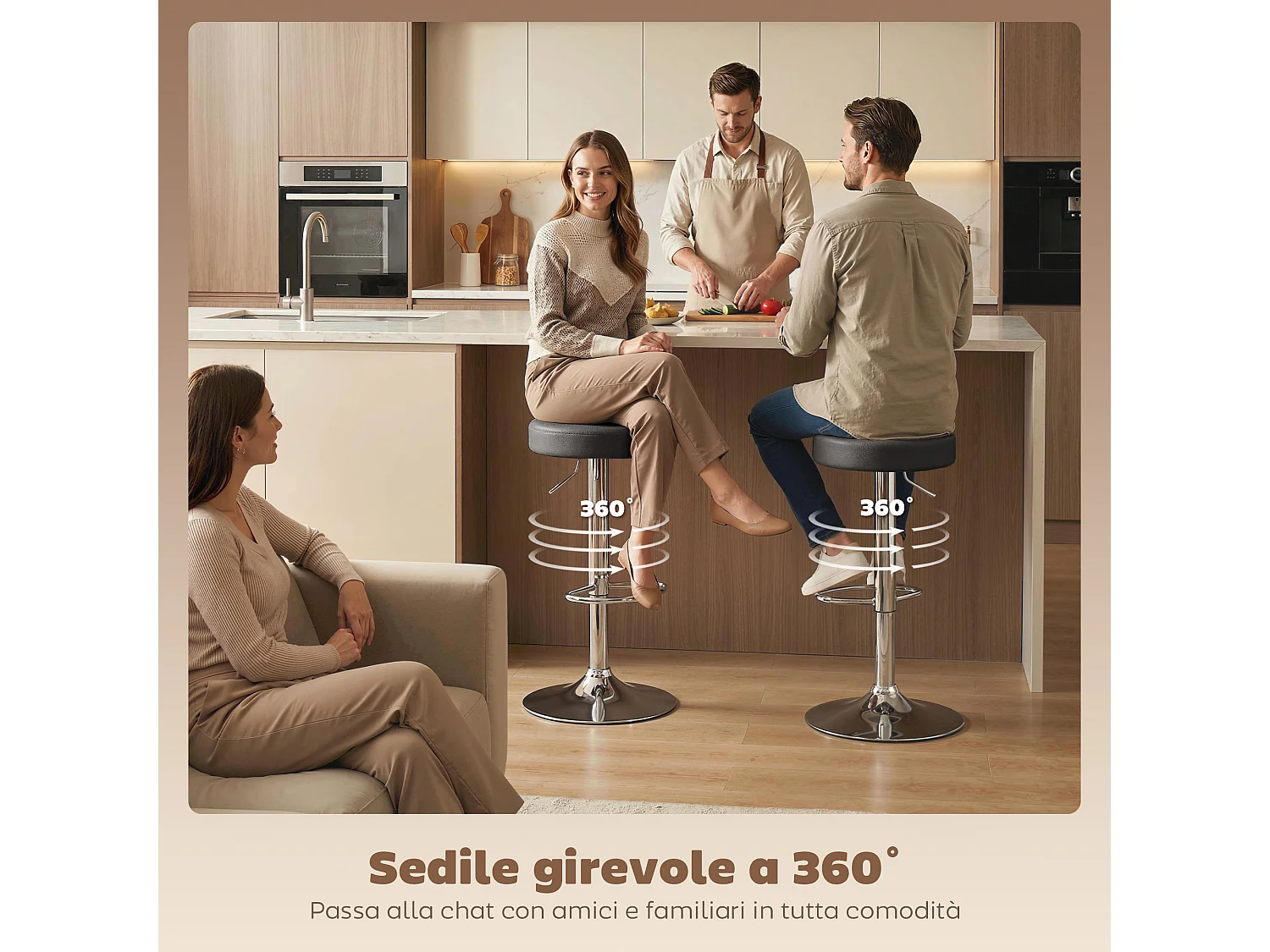 Set 2 sgabelli da bar moderni e regolabili in pelle nera