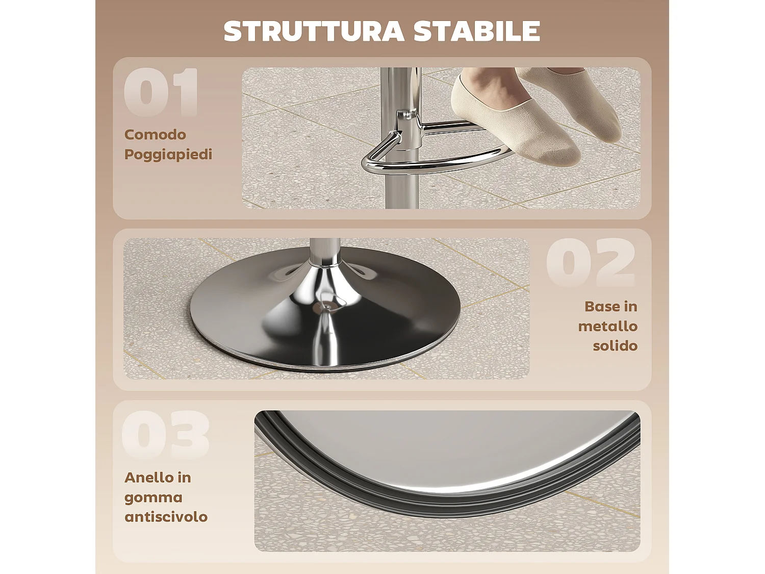 Set 2 sgabelli da bar moderni e regolabili in pelle nera