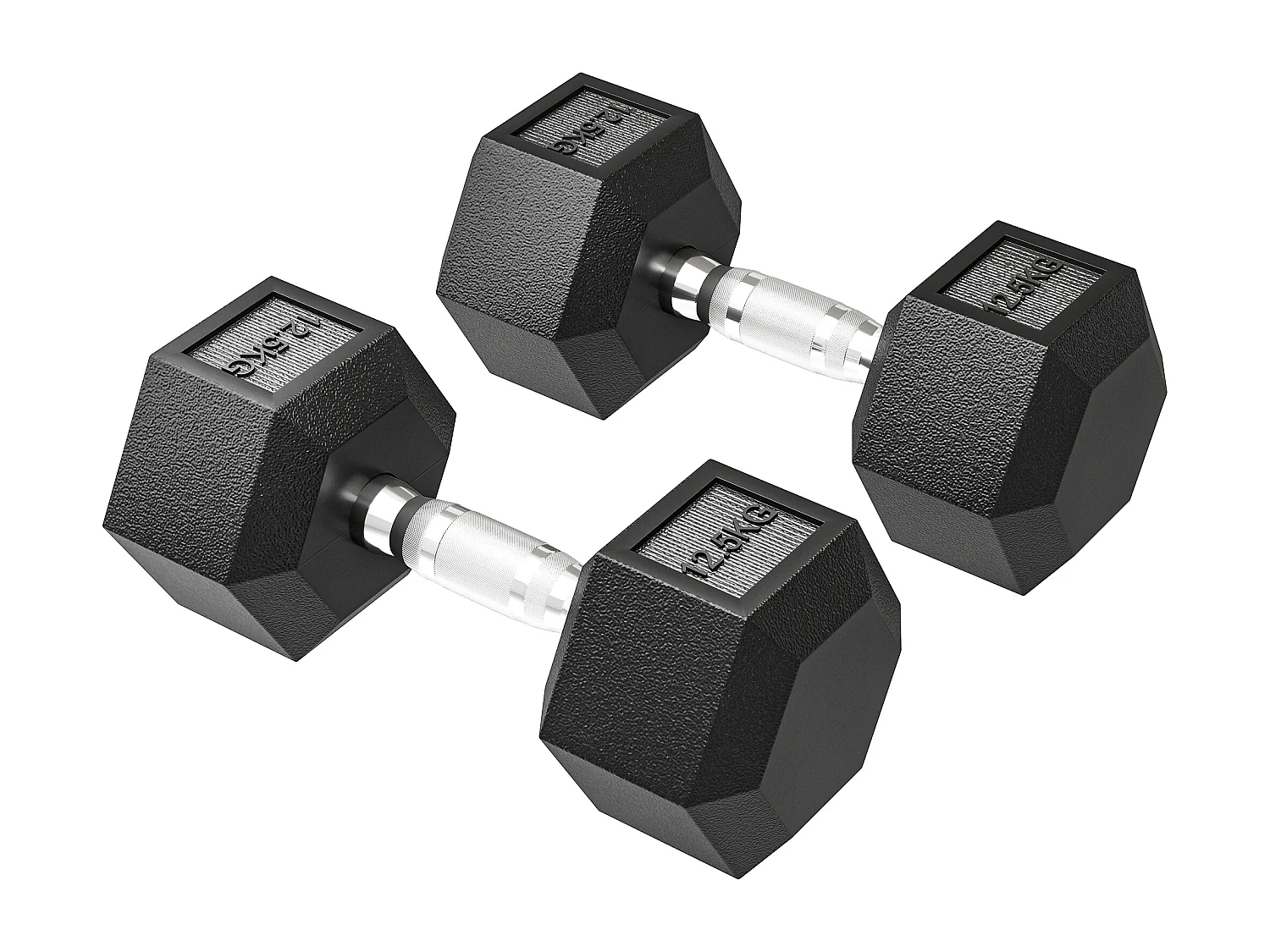 Set di manubri palestra da 2x12.5 kg esagonale in metallo nero