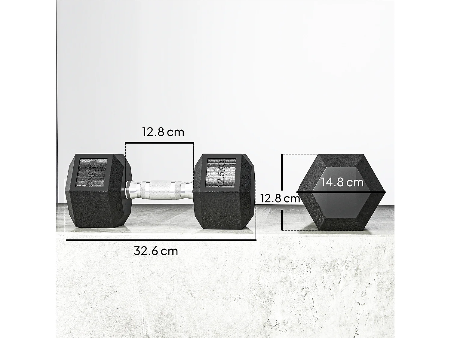 Set di manubri palestra da 2x12.5 kg esagonale in metallo nero