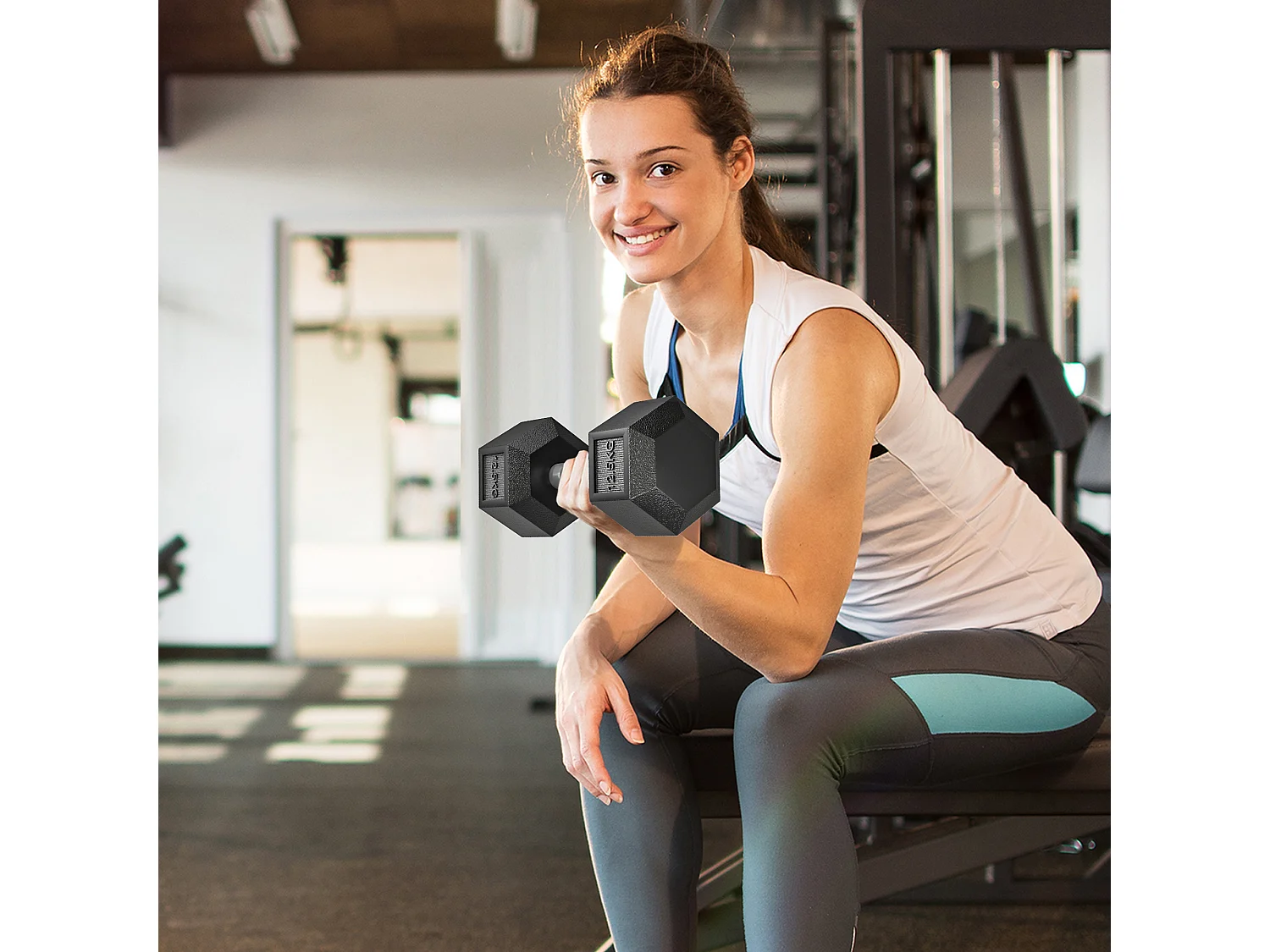 Set di manubri palestra da 2x12.5 kg esagonale in metallo nero