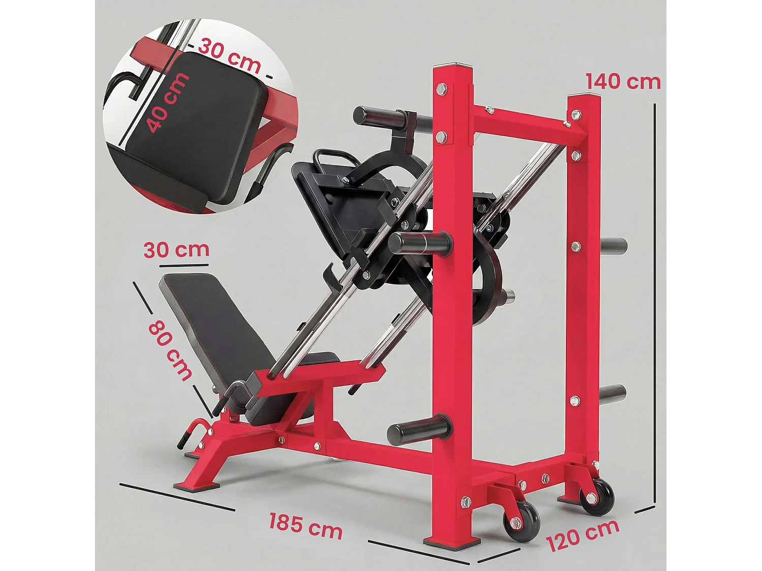 Macchina leg press regolabile per squat acciaio nero
