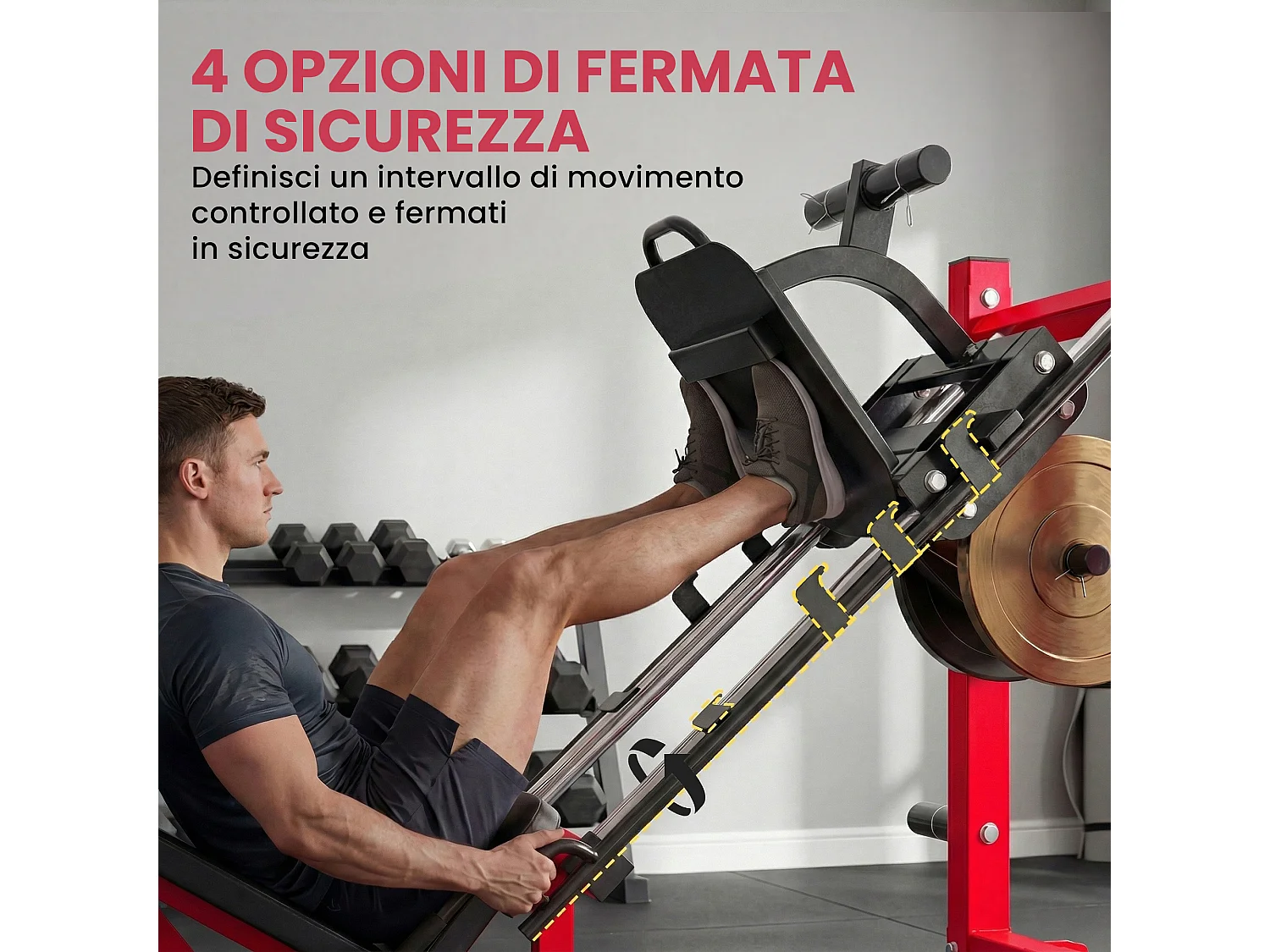 Macchina leg press regolabile per squat acciaio nero