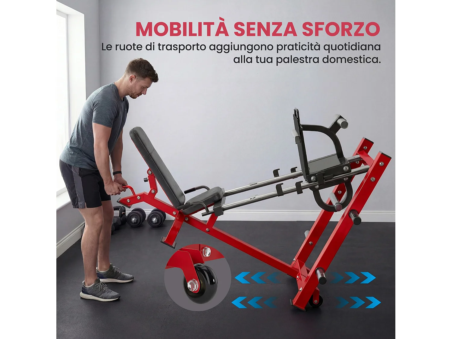 Macchina leg press regolabile per squat acciaio nero