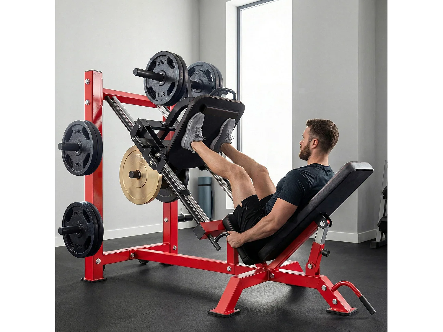 Macchina leg press regolabile per squat acciaio nero