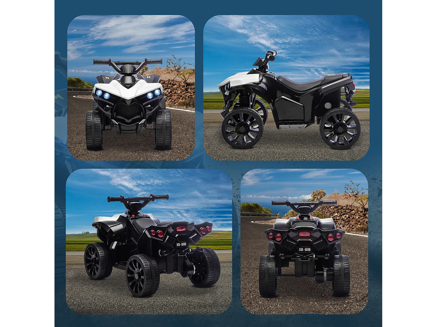 Quad elettrico per bambini 3-6 anni con luci e musica bianco