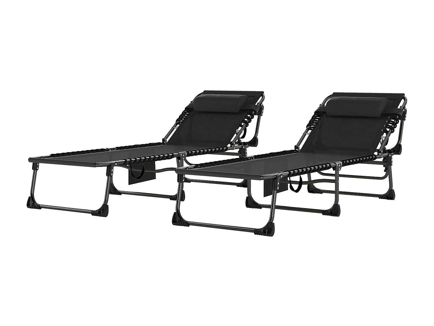 Set 2 lettini prendisole reclinabili su 5 livelli nero