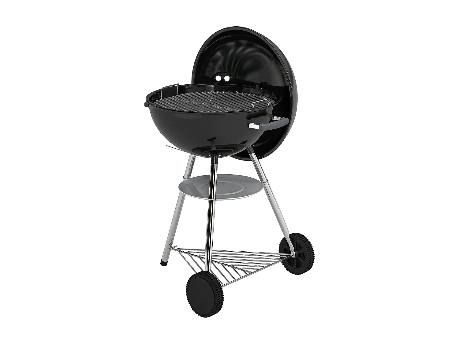 Barbecue portatile a carbone con coperchio in metallo nero