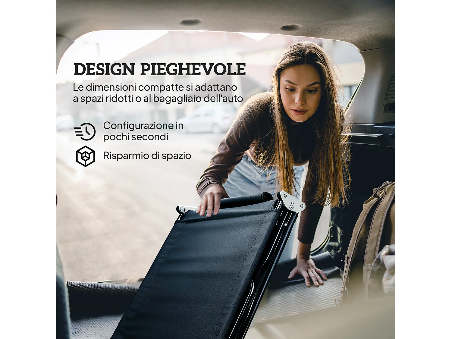 Sdraio pieghevole con foro per viso acciaio e tessuto oxford
