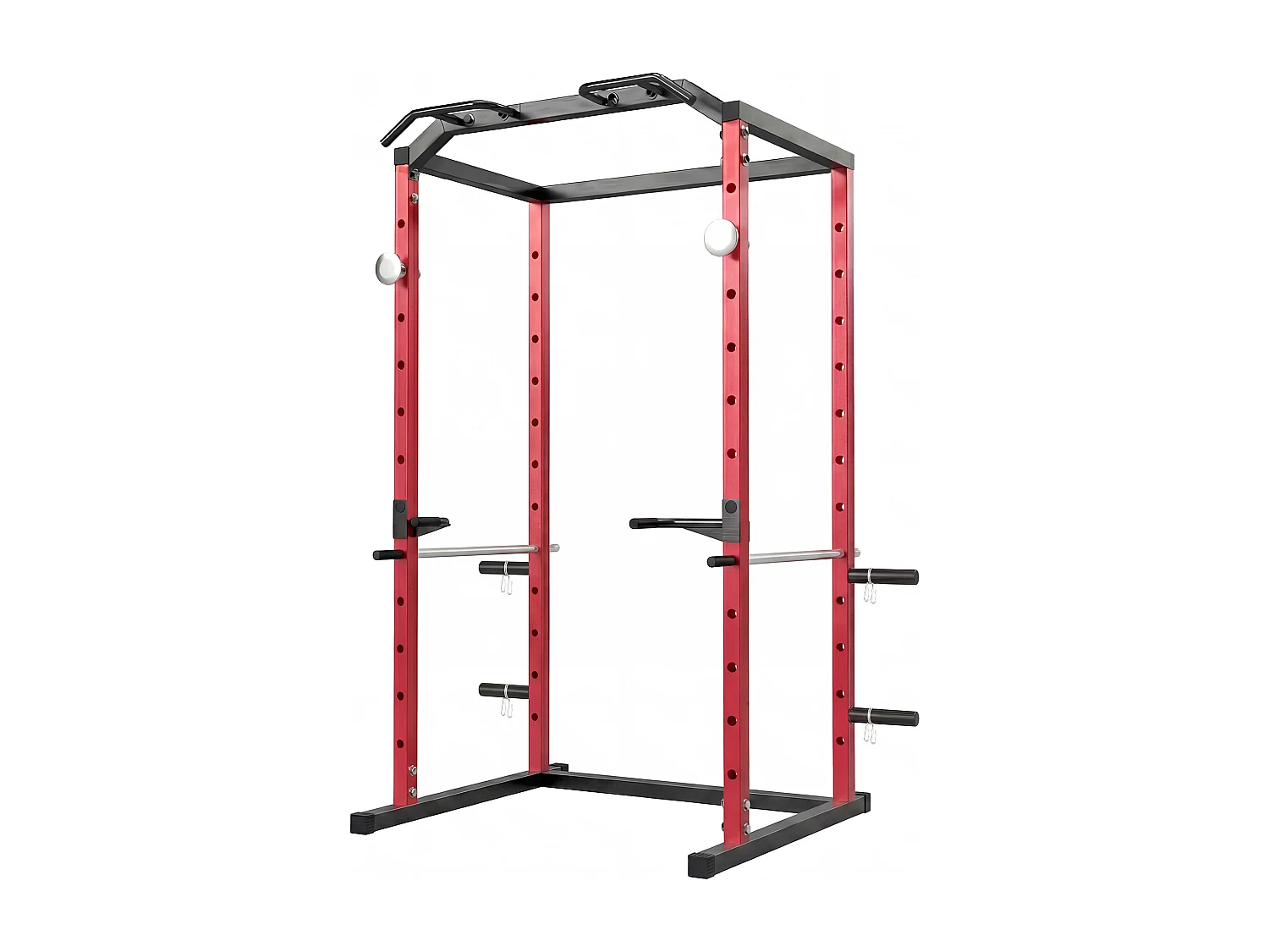 Power cage rack squat regolabile con barra trazioni in acciaio nero