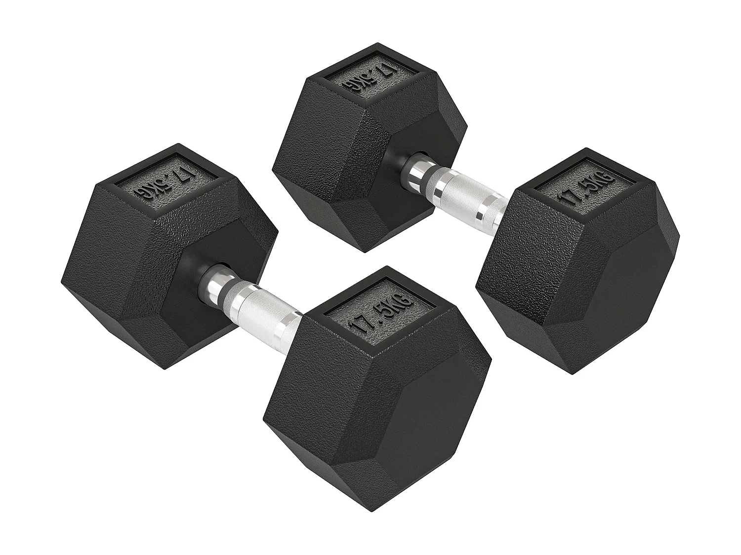 Set di manubri palestra da 2x17.5 kg con impugnatura antiscivolo nero