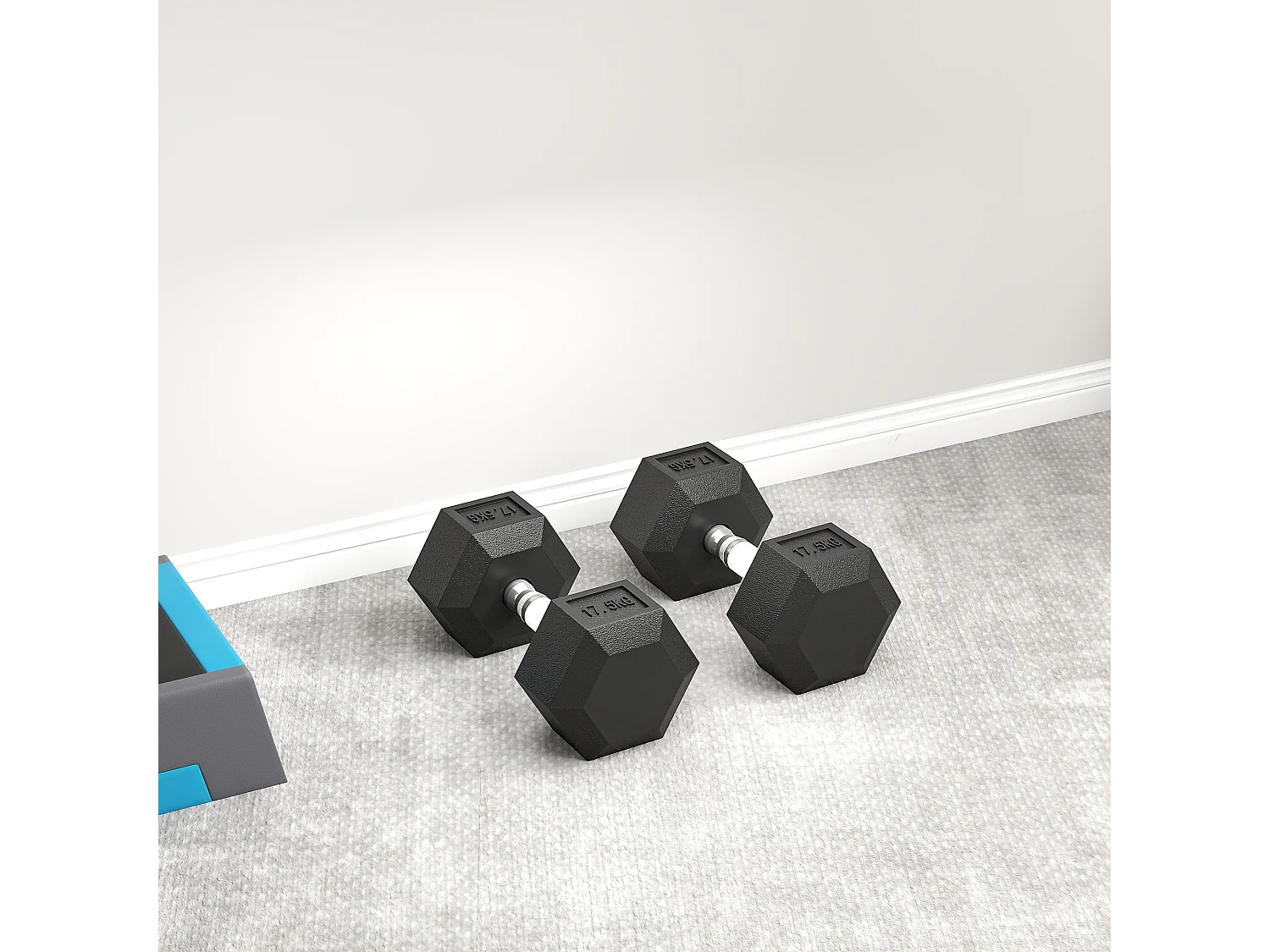 Set di manubri palestra da 2x17.5 kg con impugnatura antiscivolo nero