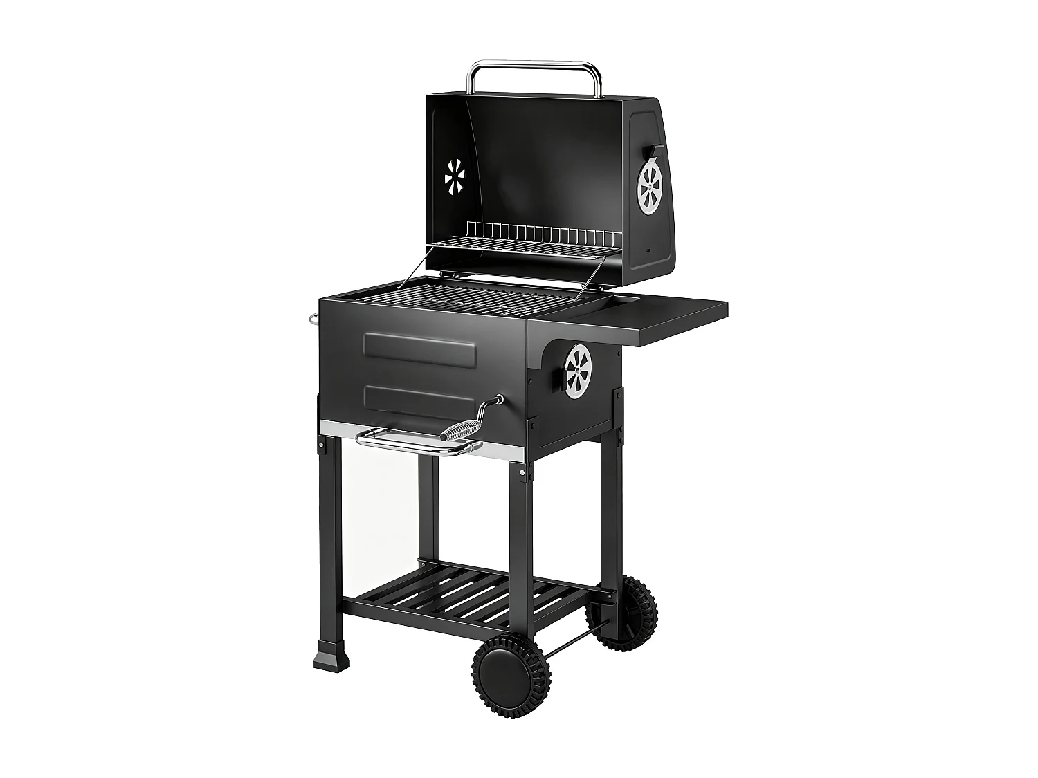 Barbecue a carbone con termometro in metallo nero