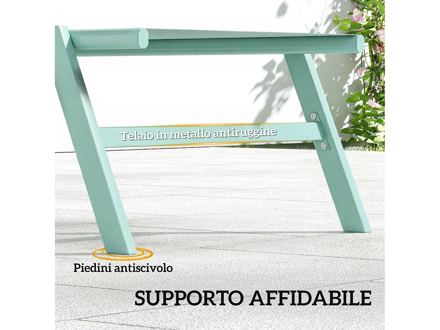 Set 2 lettini prendisole con tavolino laterale verde