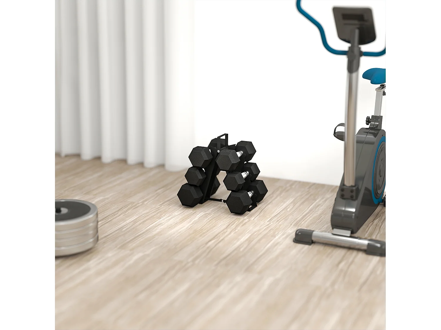 Set di manubri palestra con supporto in metallo