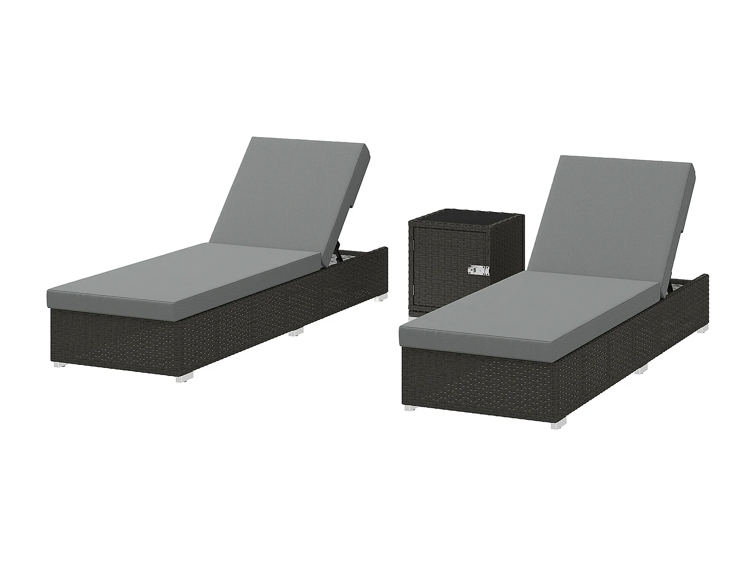 Set 2 sdraio giardino con tavolino laterale grigio scuro