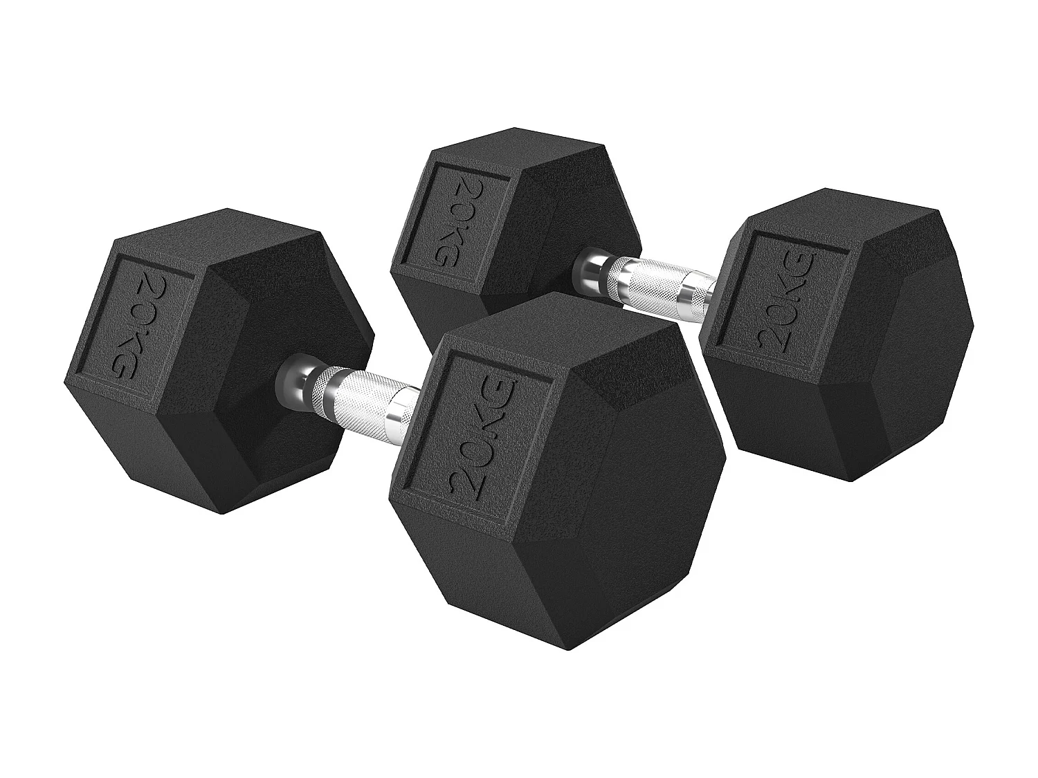 Set di manubri da 2x20 kg con impugnatura antiscivolo in metallo