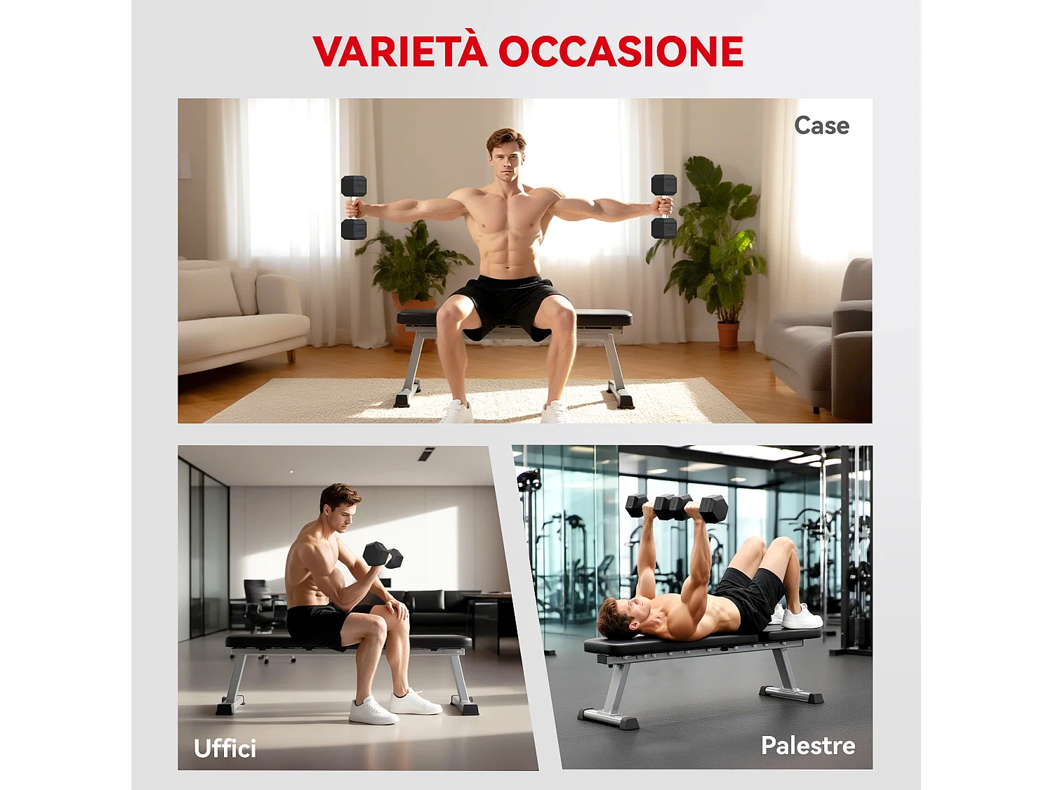 Set di manubri da 2x20 kg con impugnatura antiscivolo in metallo