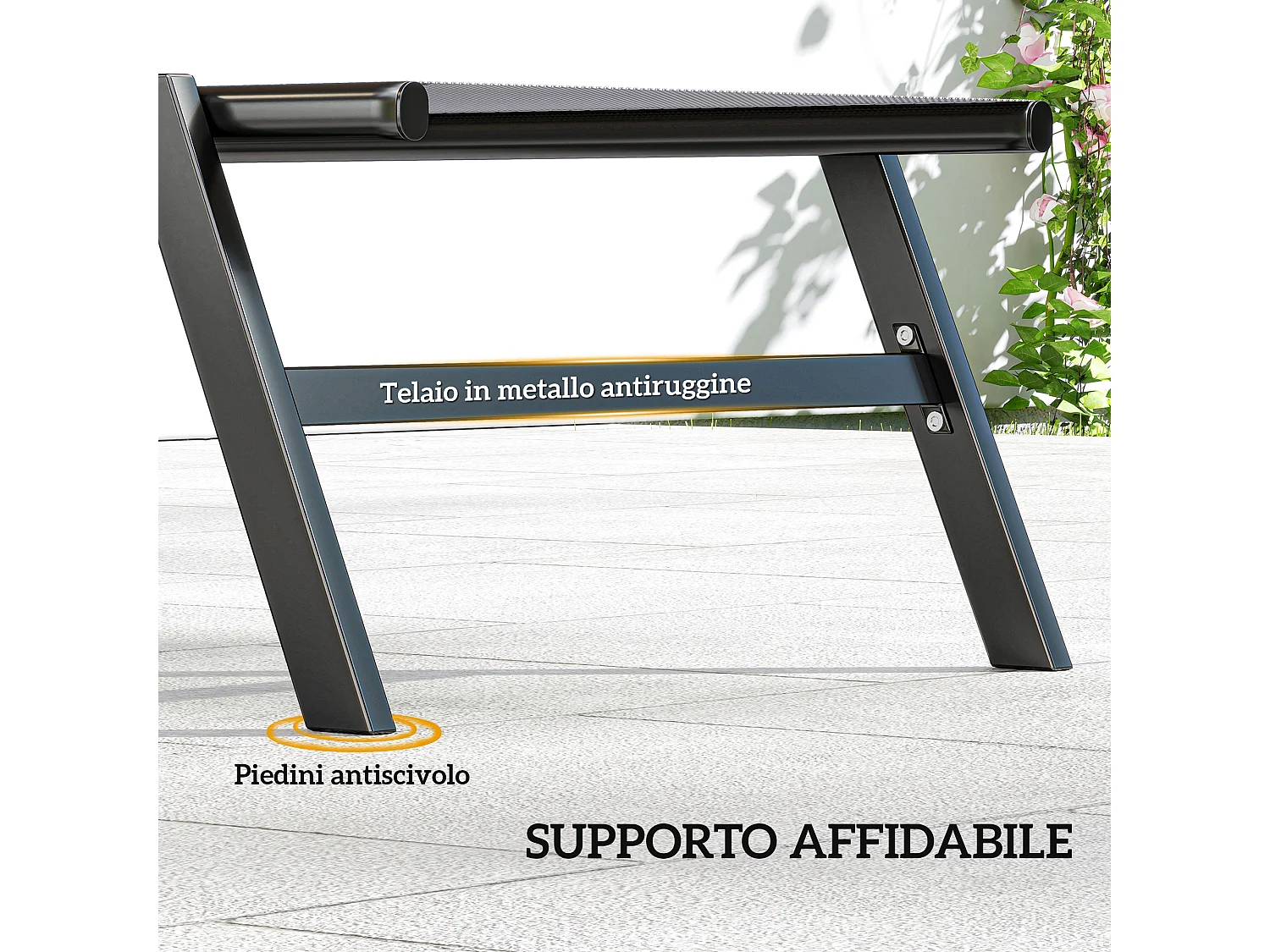 Set 2 lettini prendisole con tavolino laterale grigio