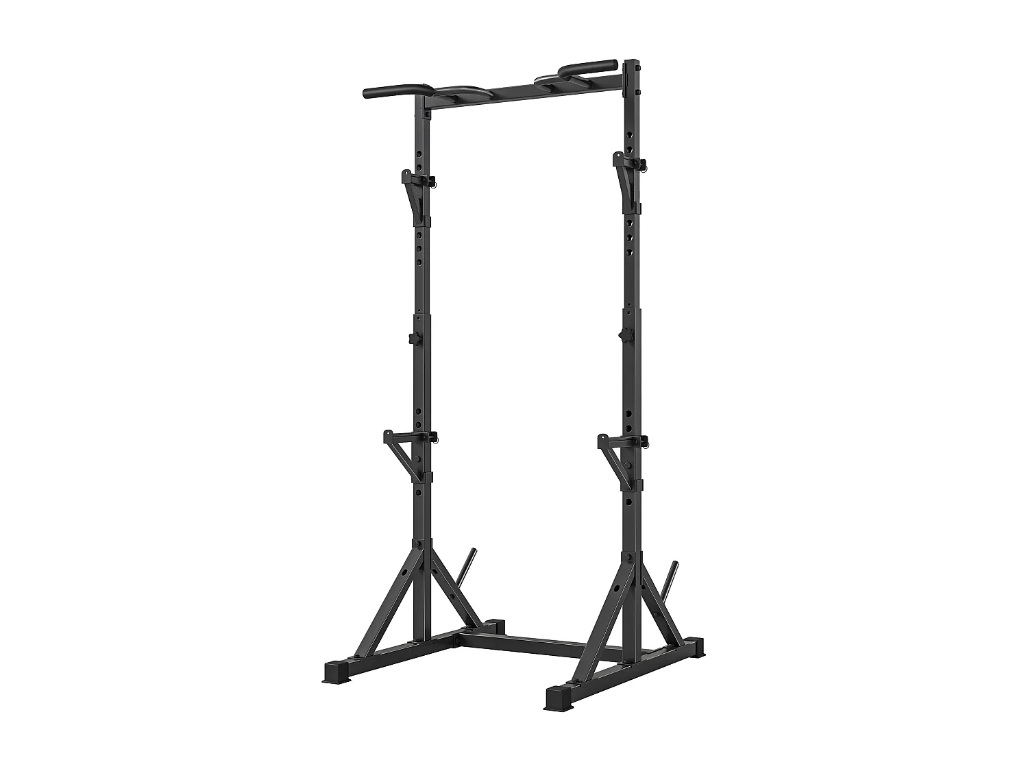 Squat rack regolabile a doppio supporto in acciaio nero