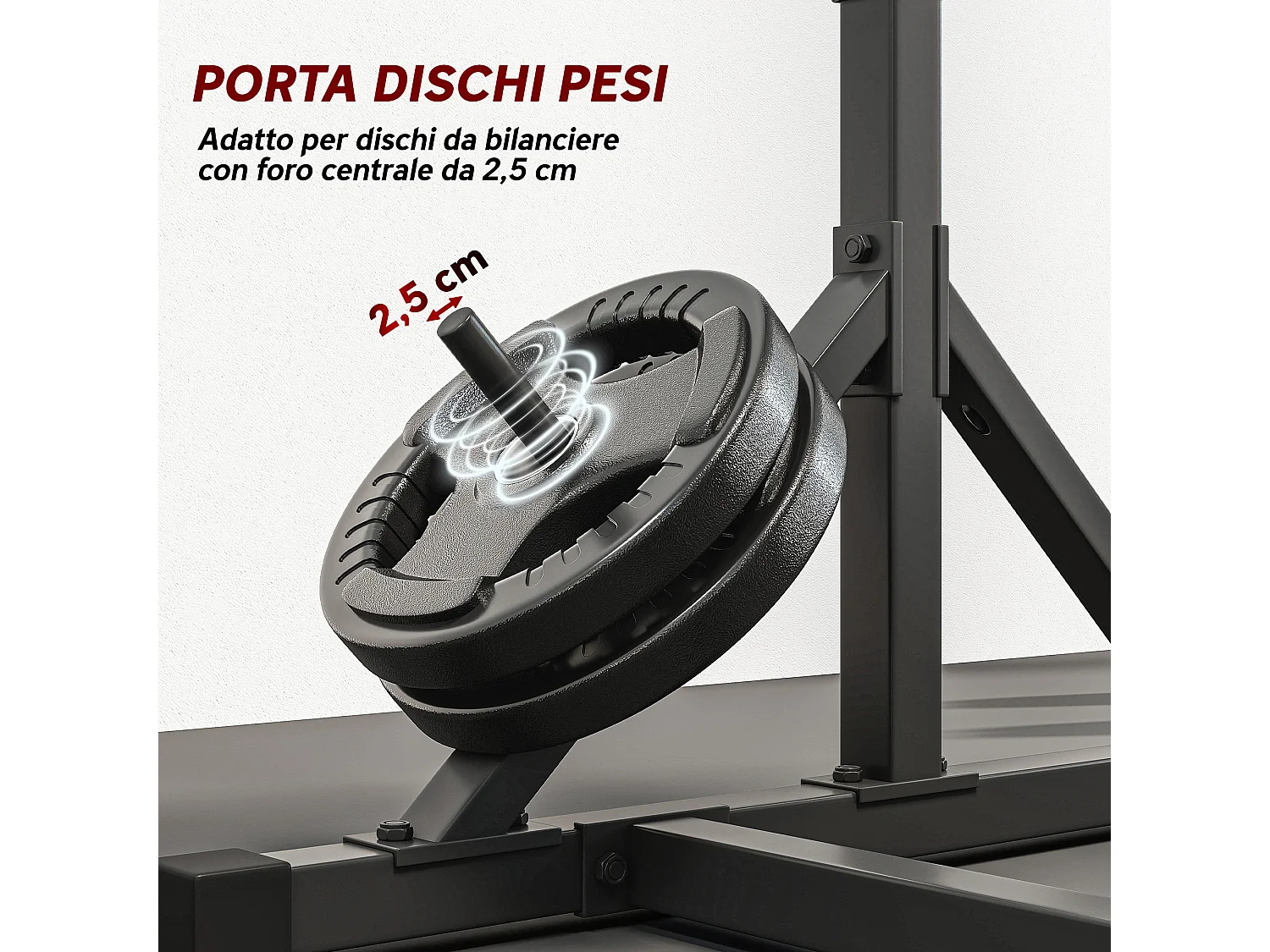 Squat rack regolabile a doppio supporto in acciaio nero
