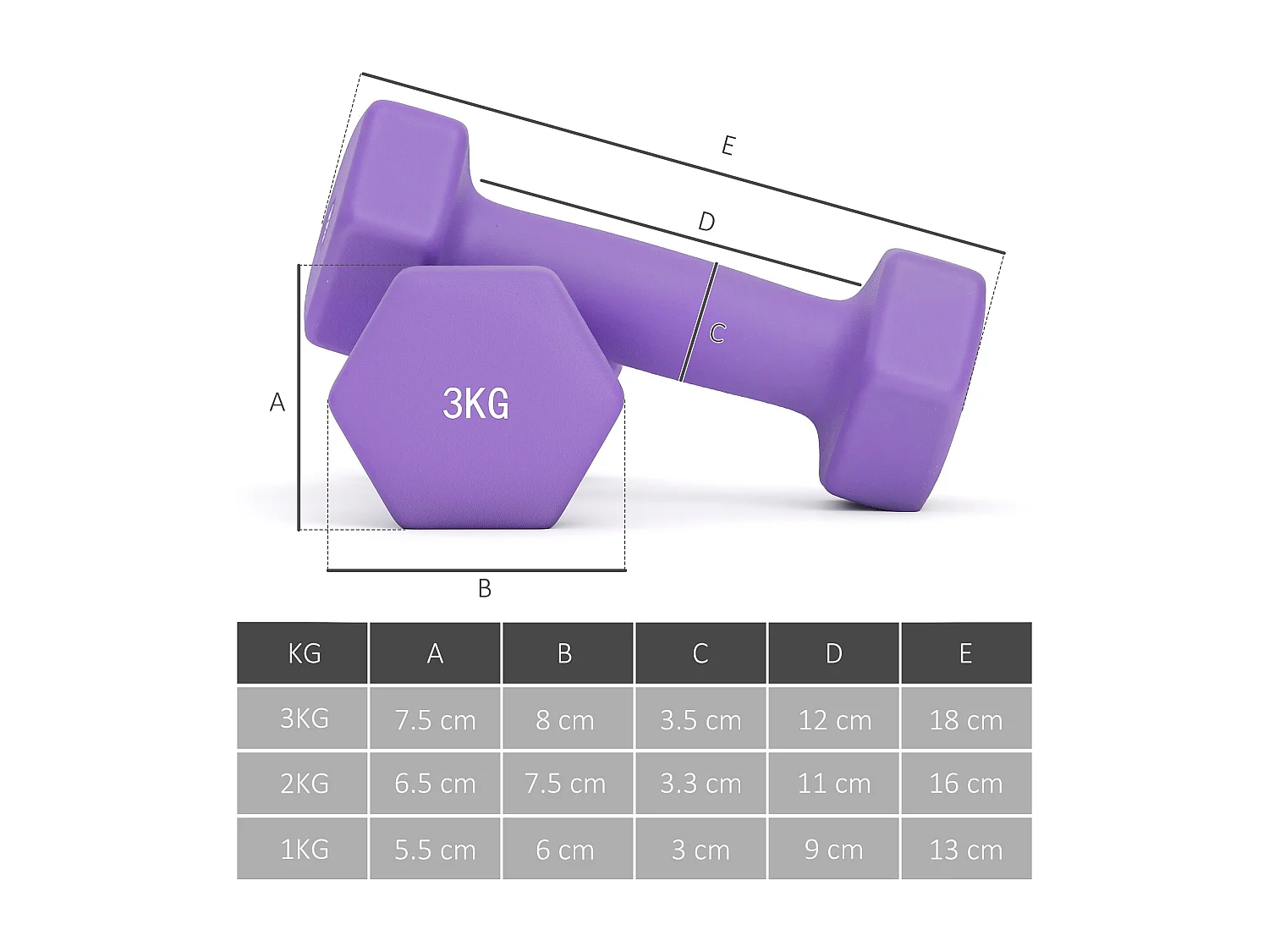 Set di manubri con supporto pieghevole in metallo rosa azzurro viola