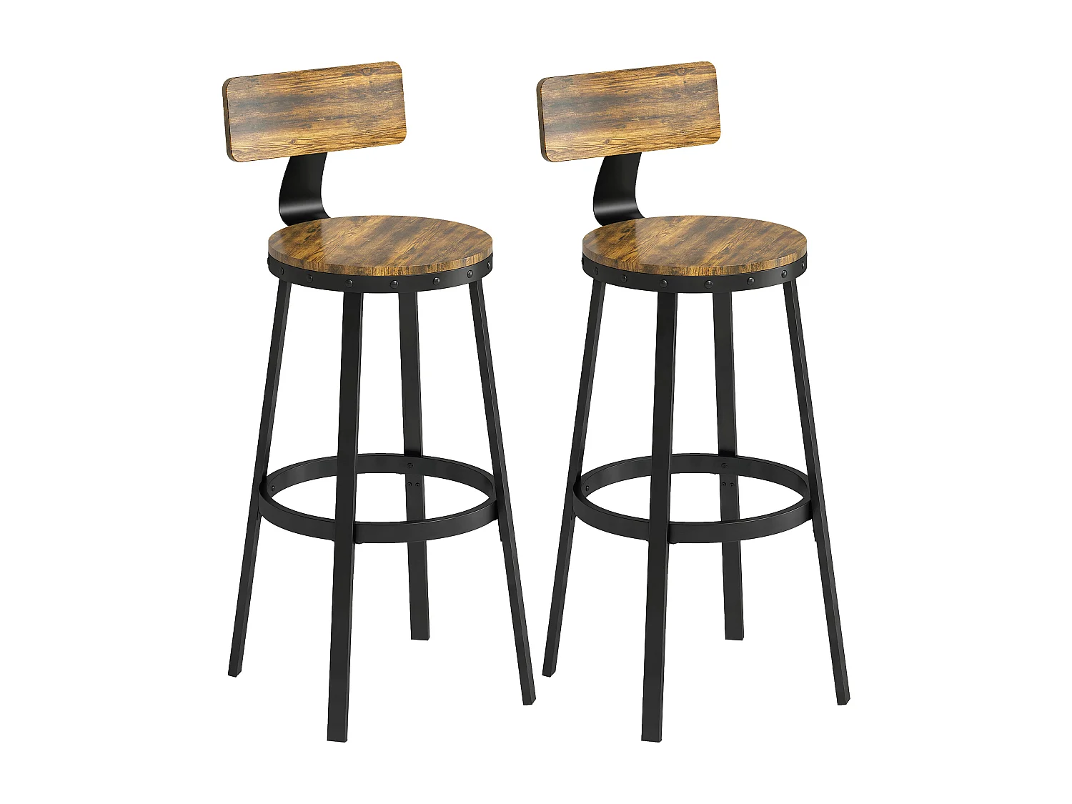 Set 2 sgabelli da bar con poggiapiedi 37x47x96 cm marrone