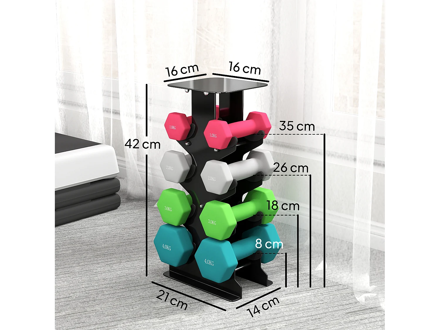 Set 8 manubri pesi esagonali antiscivolo multicolore