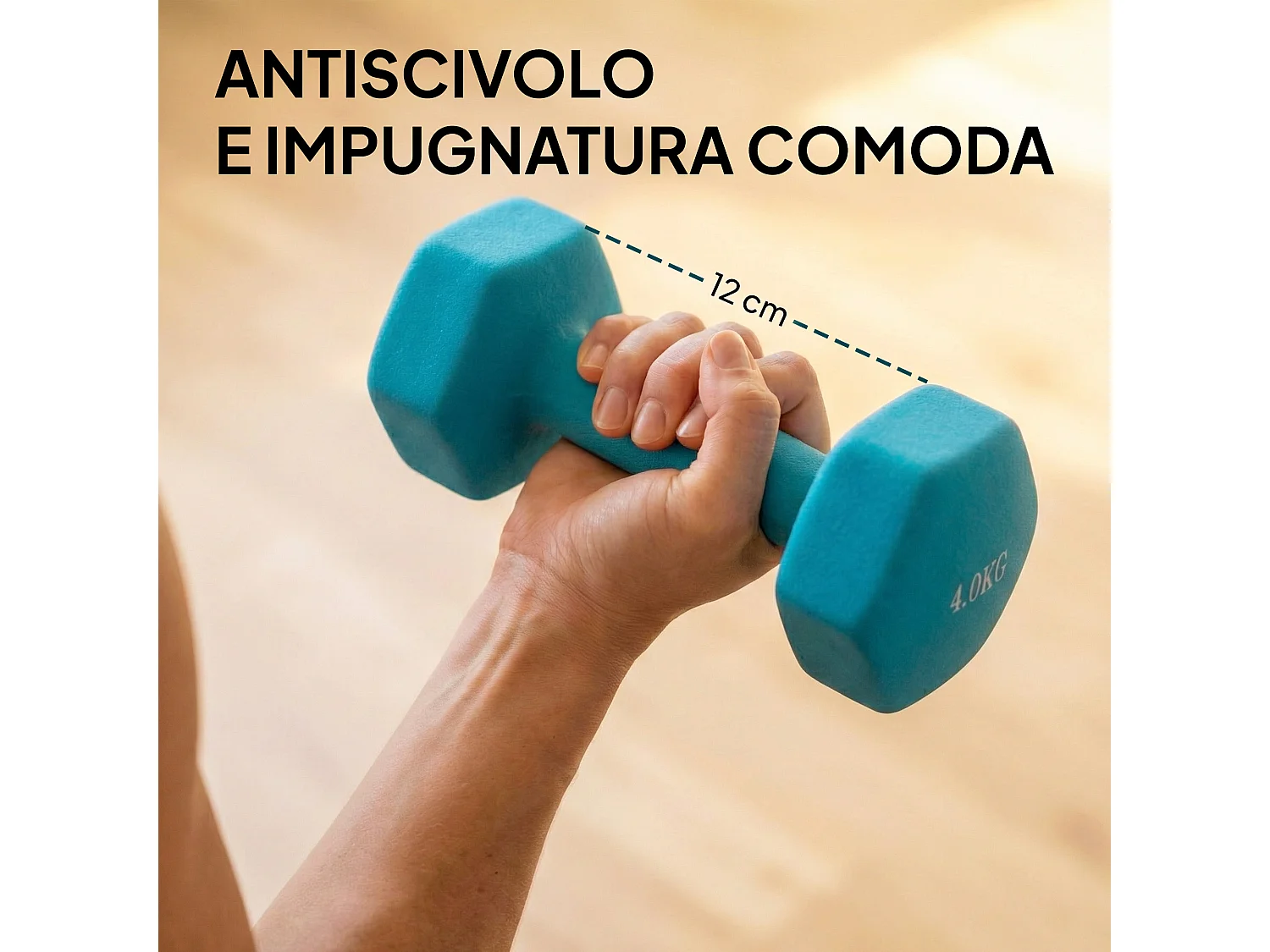 Set 8 manubri pesi esagonali antiscivolo multicolore