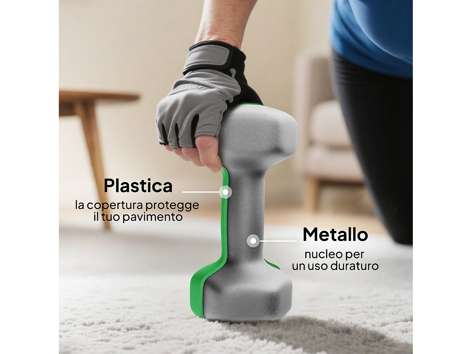 Set 8 manubri pesi esagonali antiscivolo multicolore