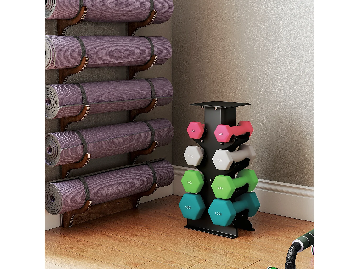 Set 8 manubri pesi esagonali antiscivolo multicolore
