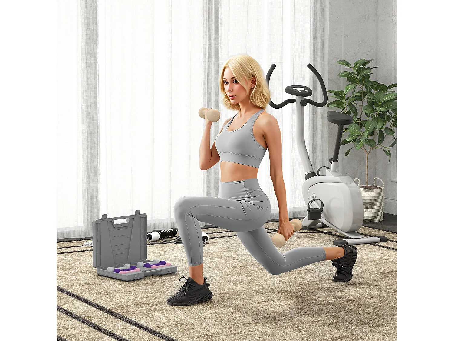 Set manubri 10 kg con valigetta porta pesi multicolore