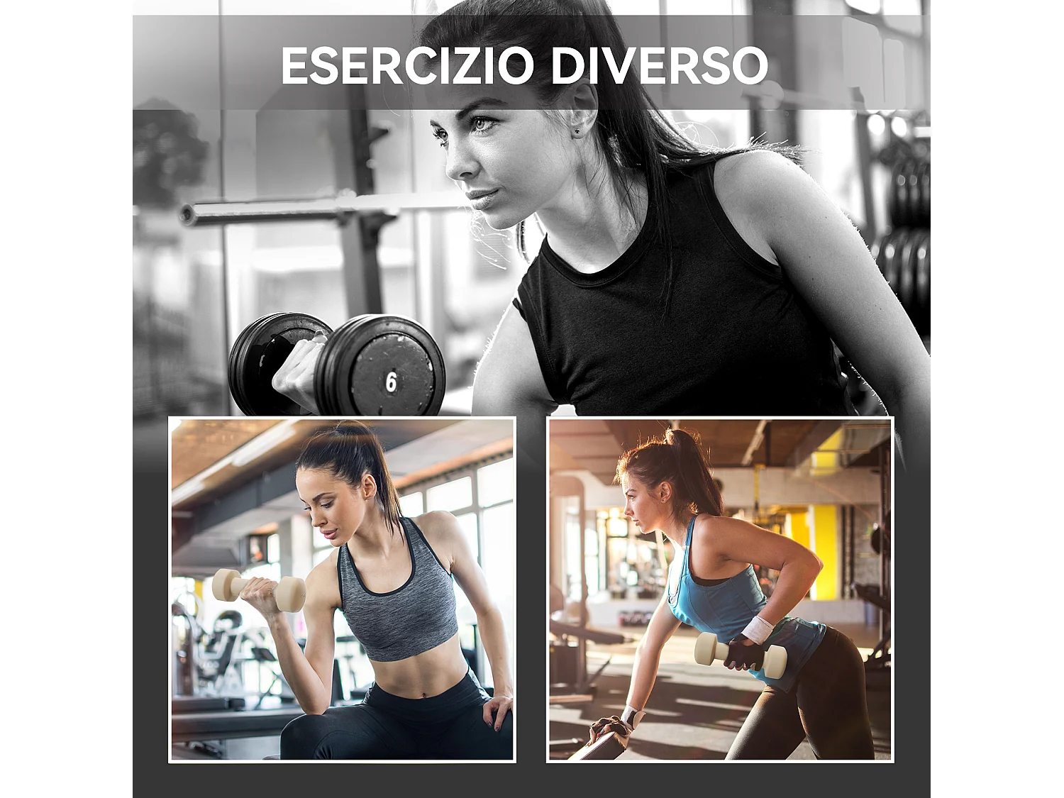 Set manubri 10 kg con valigetta porta pesi multicolore