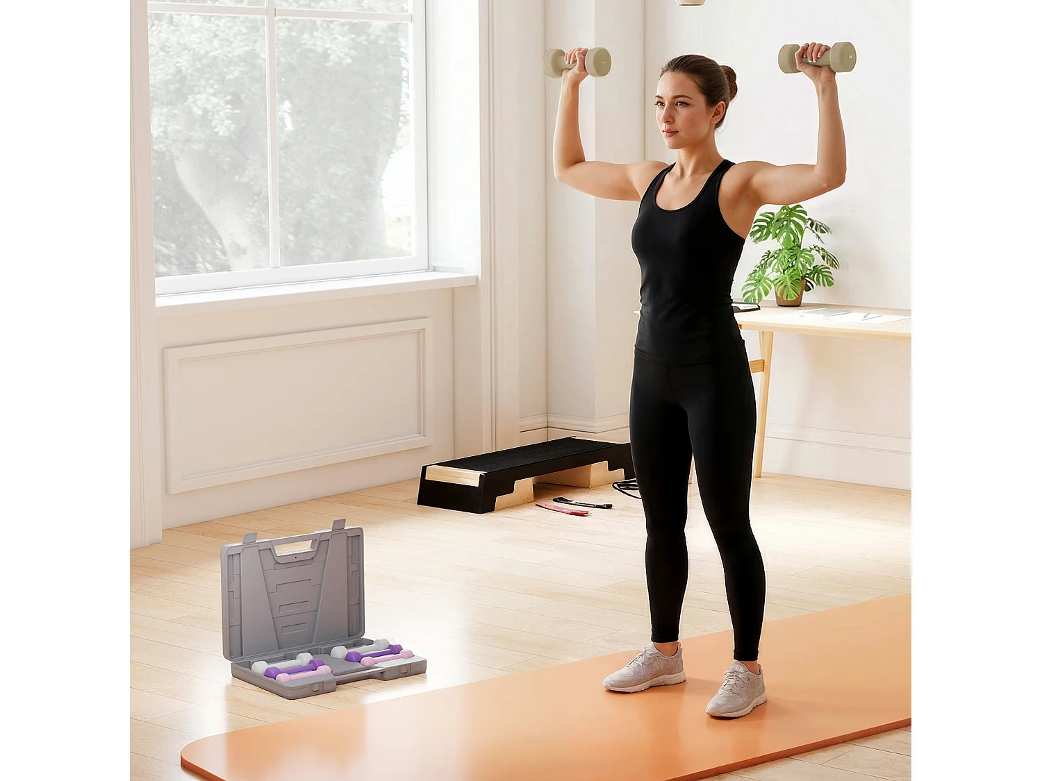 Set manubri 10 kg con valigetta porta pesi multicolore