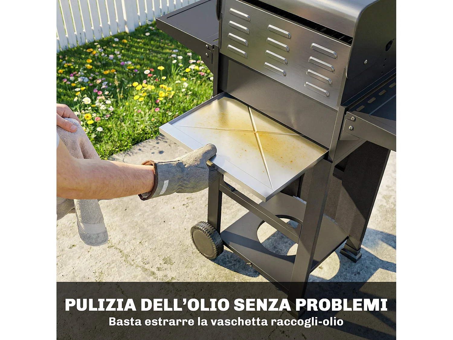 Barbecue a gas propano 2 bruciatori ripiani pieghevoli nero