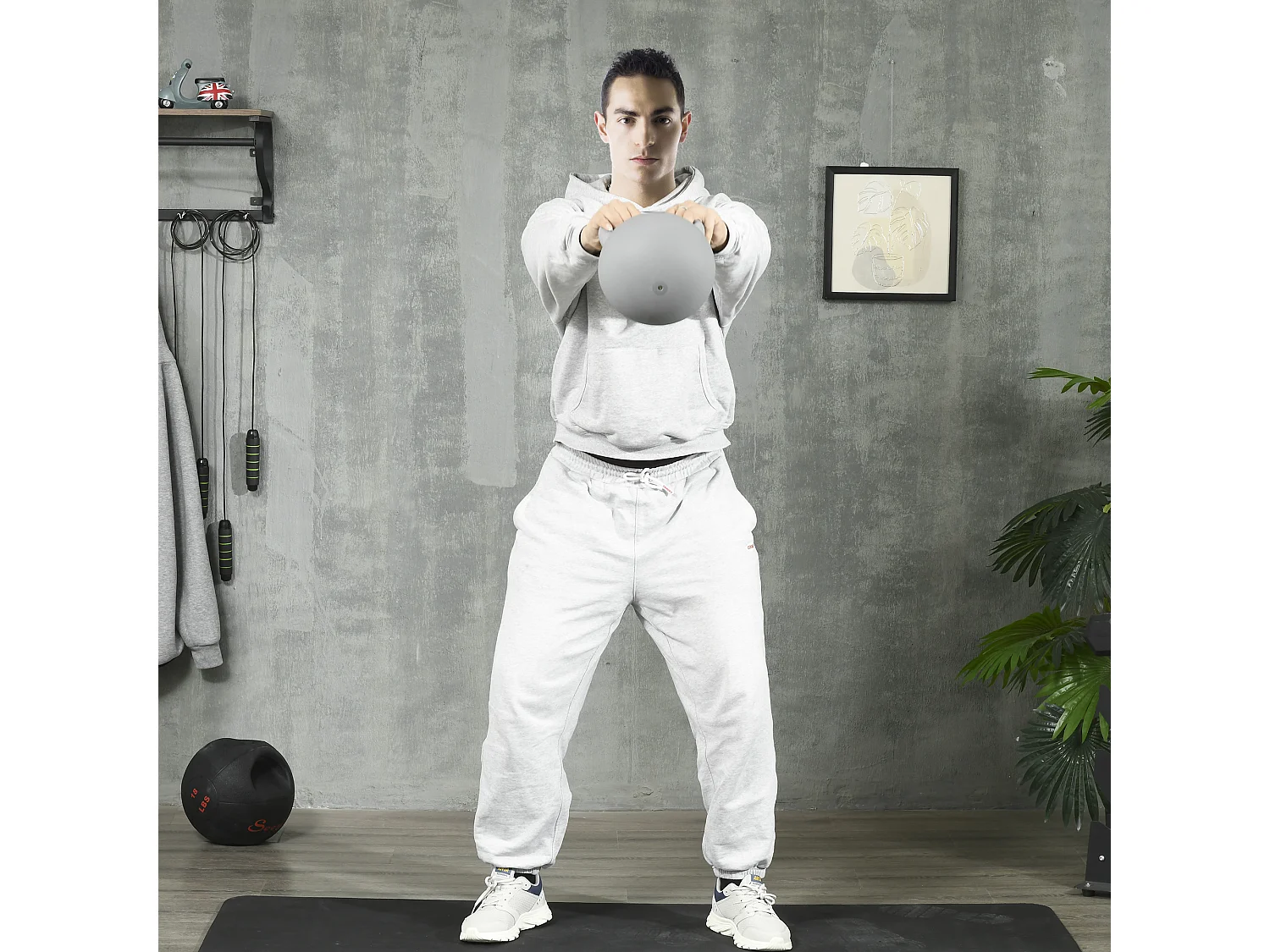 Kettlebell 4kg grigio in pvc e sabbia metallica