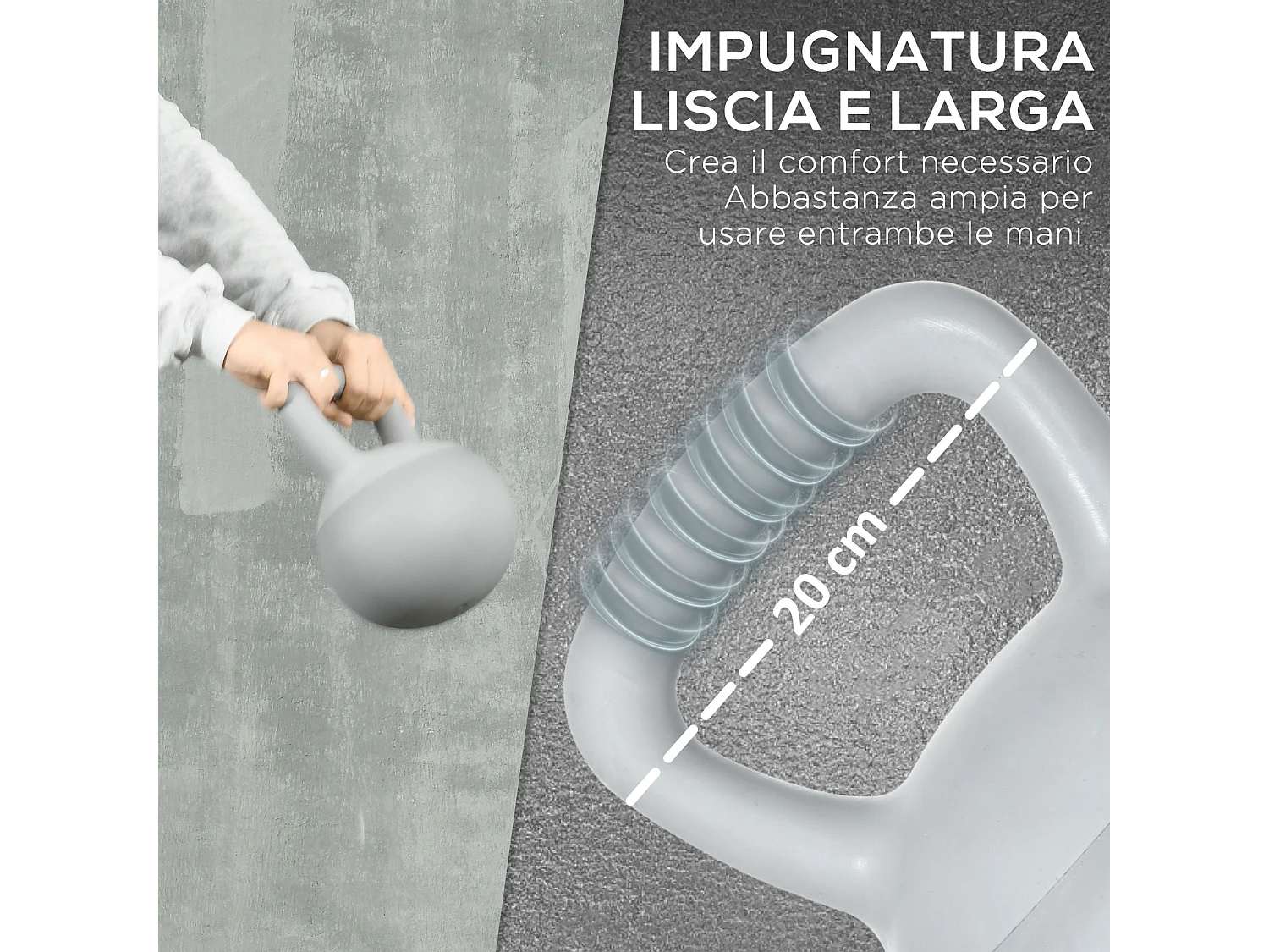 Kettlebell 4kg grigio in pvc e sabbia metallica