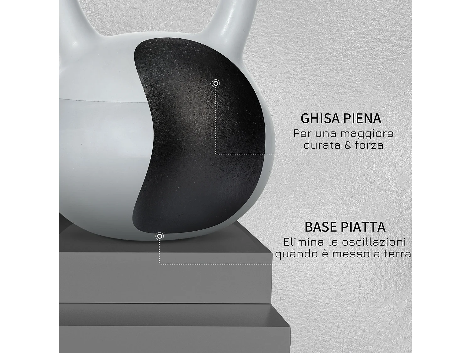 Kettlebell 4kg grigio in pvc e sabbia metallica